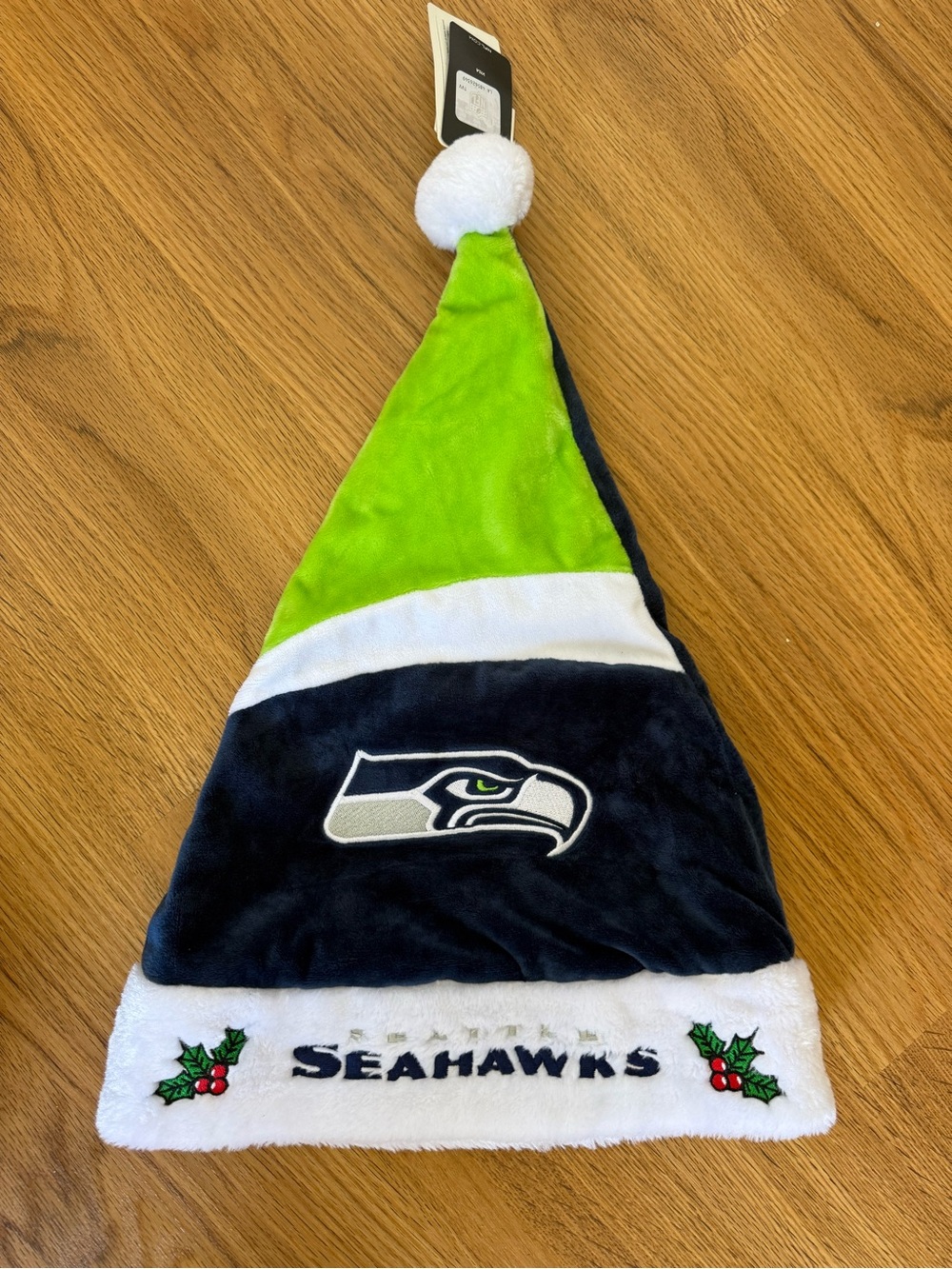 NFL Seattle Seahawks Pom Holiday Hat - Navy, Lime & White
